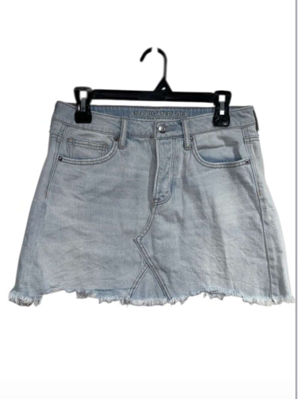 American eagle skirt light denim pockets stretch distressed mini size 4 Jean